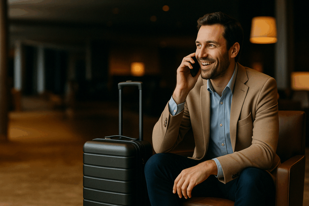 Male passenger on the phone